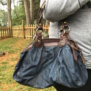 Lucky Brand denim and leather purse
